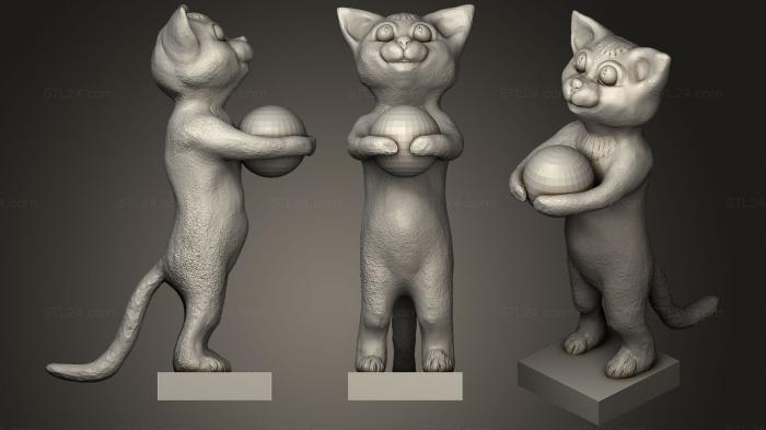 Игрушки (Кошка с мячом, TOYS_0493) 3D модель для ЧПУ станка